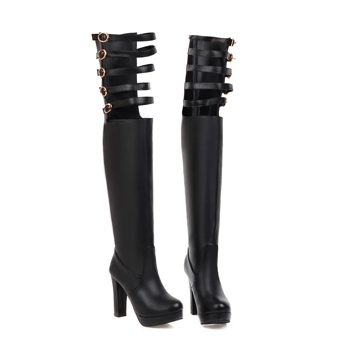 Женские сапоги выше колена осенне-зимние женские до бедра на каблуке Короткие