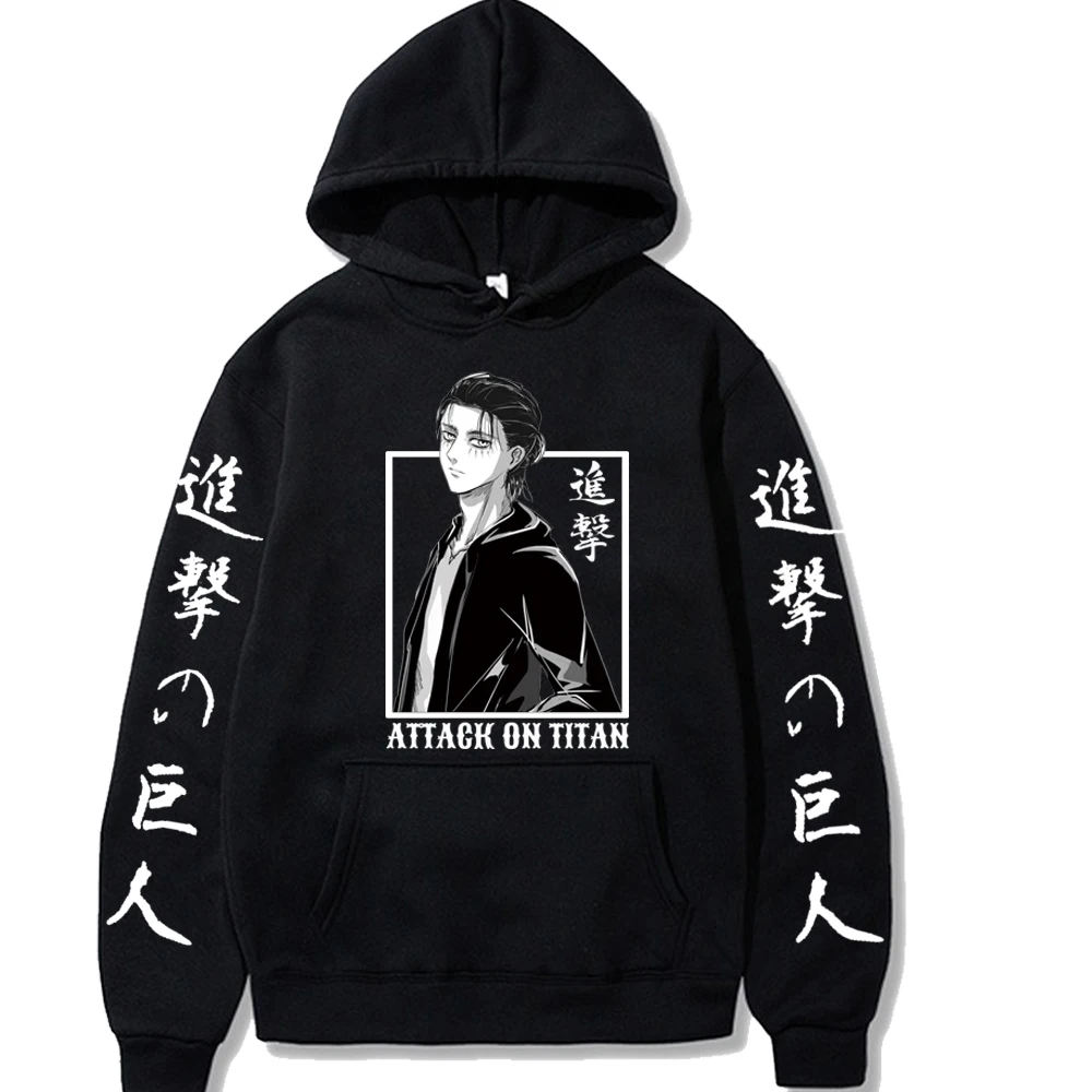 

2021 Anime Attack on Titan Eren Yeager Hoodie Long Sleeve Loose Hip Hop Fashion Uniex Cloths