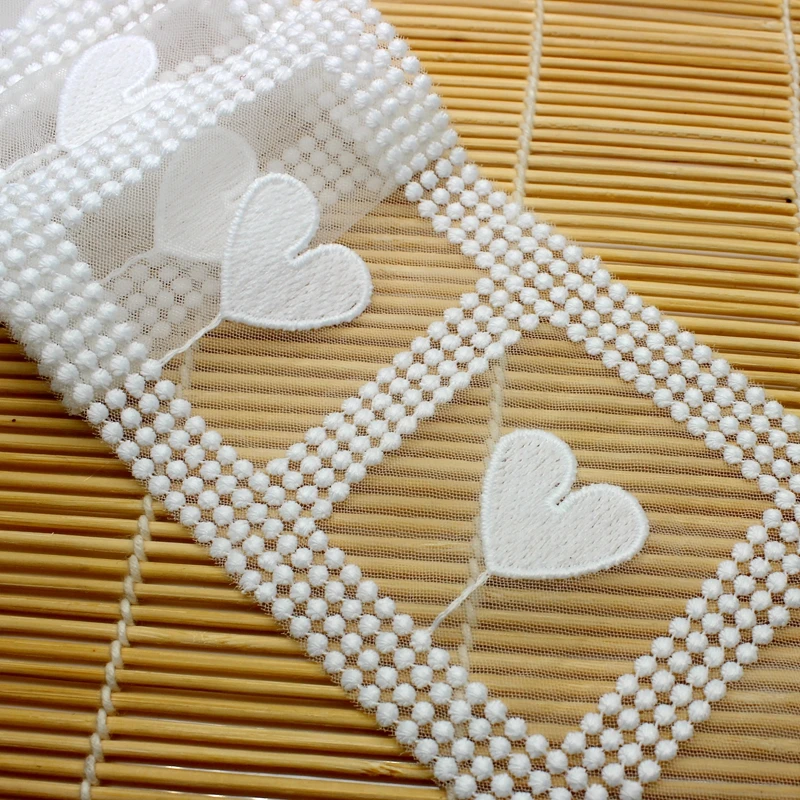 

Cusack 1 meter 8 cm Lace Trim Off White Mesh Embroidered Tape HEART for Dress Costumes Trimmings Lace Fabric Sewing Accessories