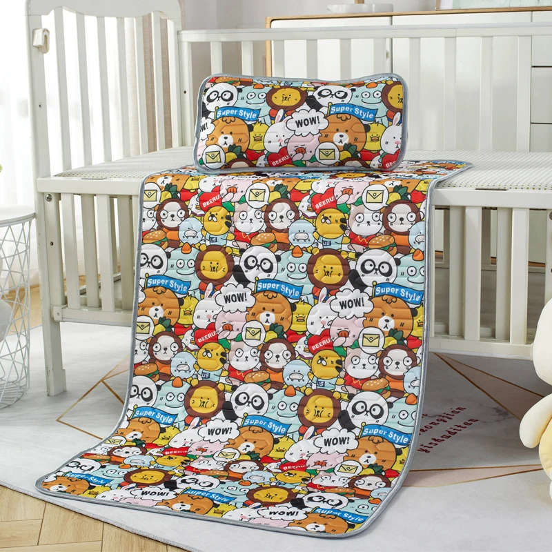 

Baby Bed Mat Breathable Ice Silk Mattress Nappy Changing Mat Portable Washable Bed Sheet Cartoon Blanket Summer Sleeping Mat