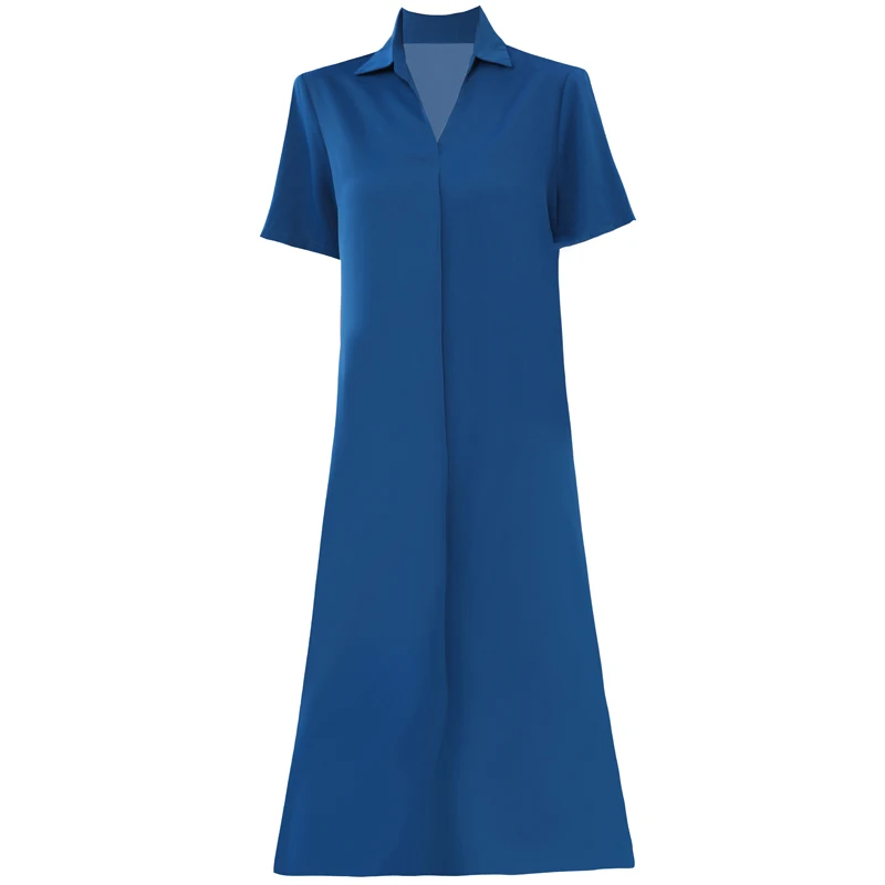 

2021 Women Short Sleeve Dress Summer Solid Color Sexy V-Neck High Waist Dresses Casual Comfortable Ladies Beach Sundress