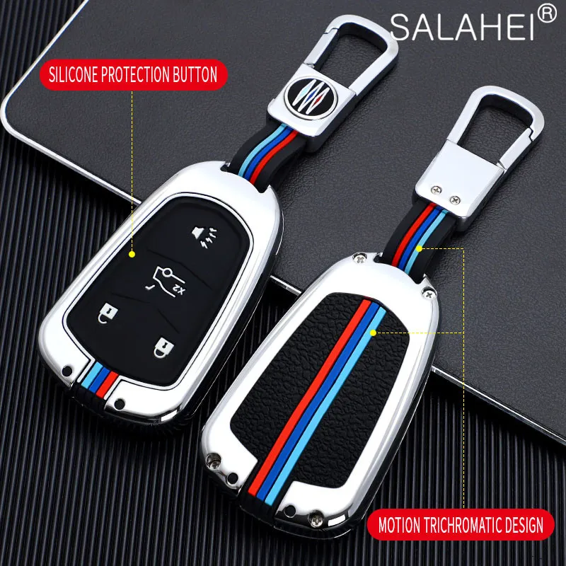 

Car Zinc Alloy Silicone Key Case Keychain For Cadillac Escalade CTS XTS ATS ATS-L XLS SRX 2015 4/5/6 Button 28T CTS-V XT5 CT6