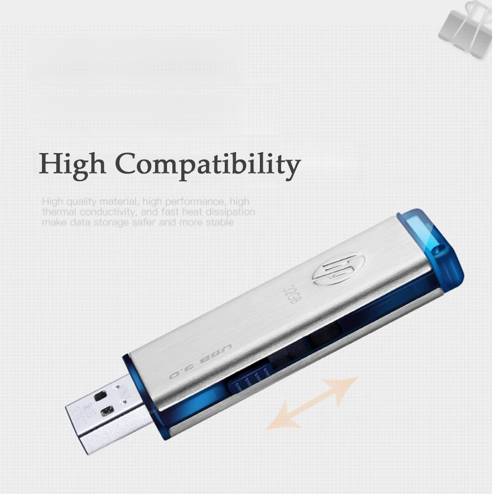 Металлический USB флеш накопитель HP 3 0 32 ГБ 64 128 флешка водонепроницаемая карта