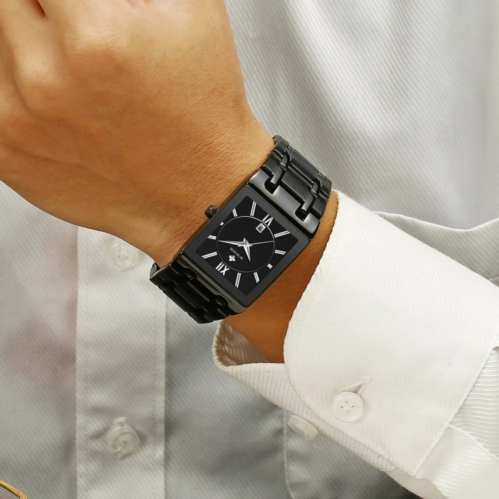 2021 New Fashion Square Men Watch WWOOR Top Brand Luxury Stainless Steel Waterproof Quartz Wristwatch For Men Clock Reloj Hombre