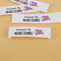 custom labels sewing logo tags 12mm x 60mm fabric washable name 100 cotton with love printing sheep md5162