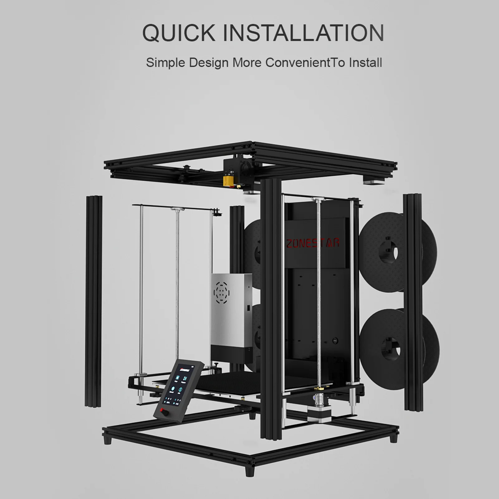 3D-принтер Zonestar Z9V5 PRO Модернизированный с регулируемыми четырьмя экструдерами