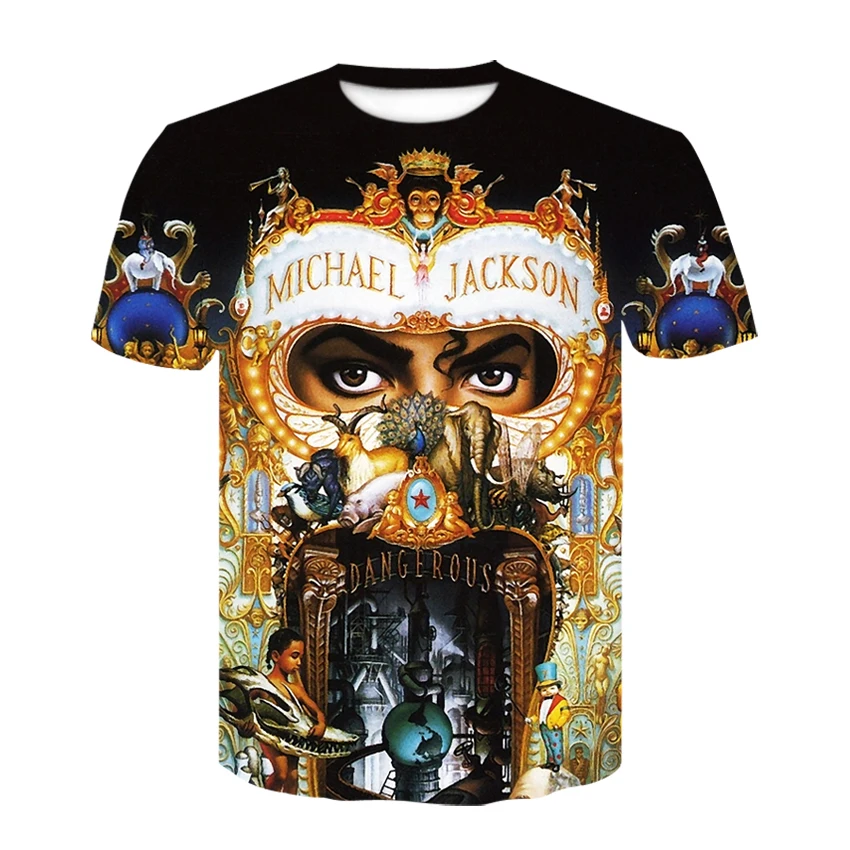 2019 New popular t shirt michael jackson dangerous album cover men women 3D print fashion hip hop brand tshirt harajuku | Мужская одежда