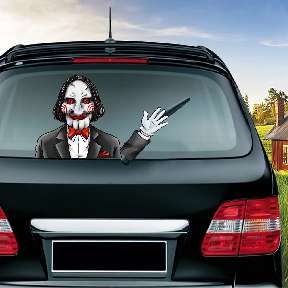 Horror Saw Ужасная Автомобильная наклейка, серия, съемная, ПВХ, на заднее стекло, стеклоочиститель, креативные автомобильные Стикеры, Стайлинг автомобиля, автомобильные украшения - Название цвета: Horror Saw