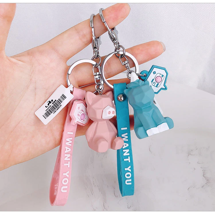 Kawaii брелок Единорог панда Кот коала геометрический с животными из ПВХ брелок 10 стилей модный Декор для сумки телефон подарок