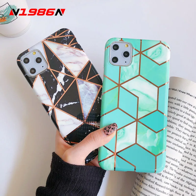 Чехол для телефона N1986N Splice Marble iPhone SE 2020 11 Pro X XR XS Max 6 6s 7 8 Plus роскошный