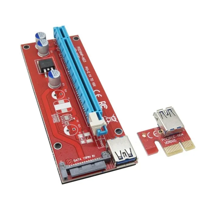 

60cm PCI-E PCI Express 1x To 16x Riser Card USB3.0 Cable SATA Power Cable PCIE Riser 007 for Bitcoin Mining BTC Graphics Card