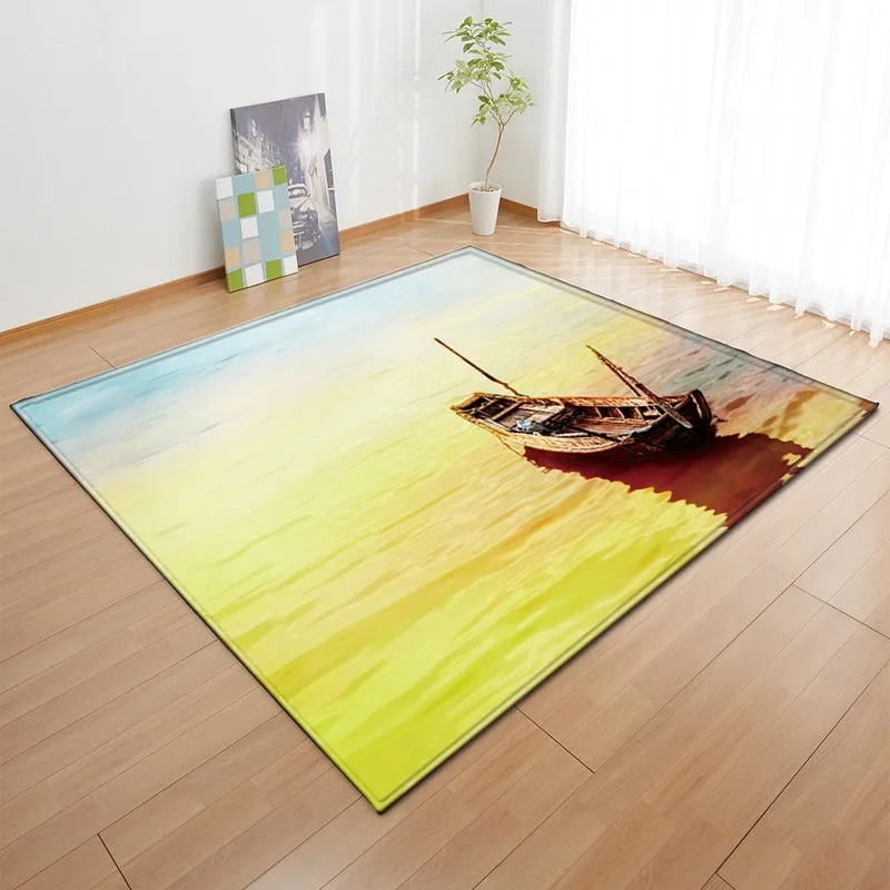 

Beach Carpets Parlor Bedroom Rug Mats Flannel Memory Foam Dot Plastic Anti-slip Bottom Floor Area Rug 3D Living Room Carpet