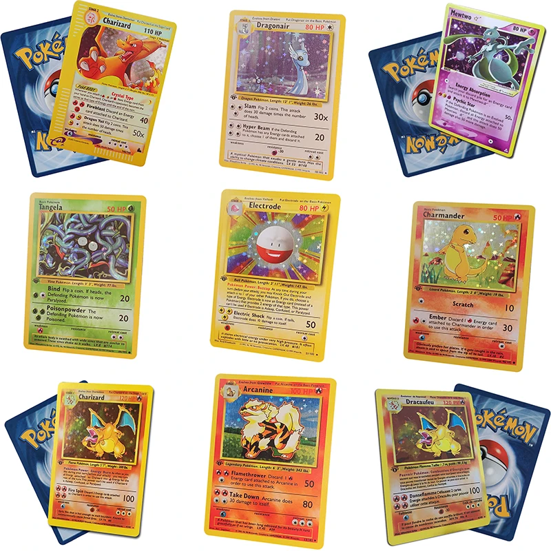 

Покемон 1996 издание французский английский первый поколение Charizard Mewtwo Dragonair базовый набор карт игра коллекция флеш-карт игрушка