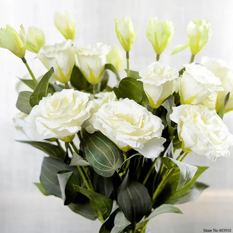 Европейский цветок из искусственного шелка 3 головки поддельные Eustoma Gradiflorus Lisianthus