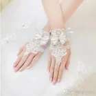 Белые Свадебные перчатки без пальцев, свадебное платье, короткие, элегантные, стразы, 2021