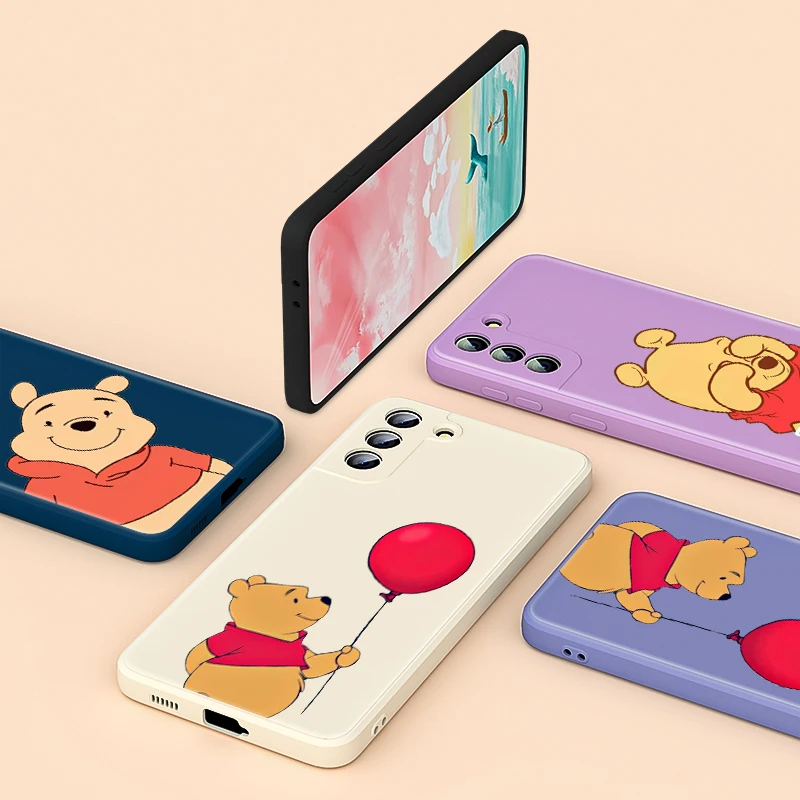 

Pooh Bear Disney Cute Phone Case For Samsung Note 20 10 S21 S20 FE S10 Ultra Plus Lite Pro 5G Liquid Silicone Soft Capa