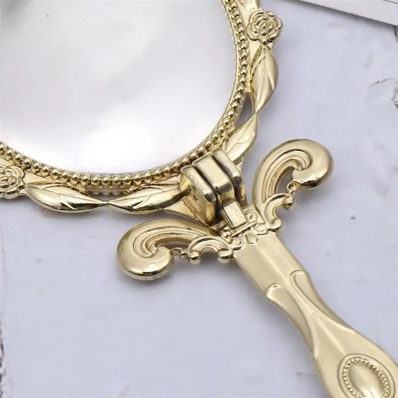 DIY металлические зеркала женские ручные длинные ручки для макияжа мини Винтажное