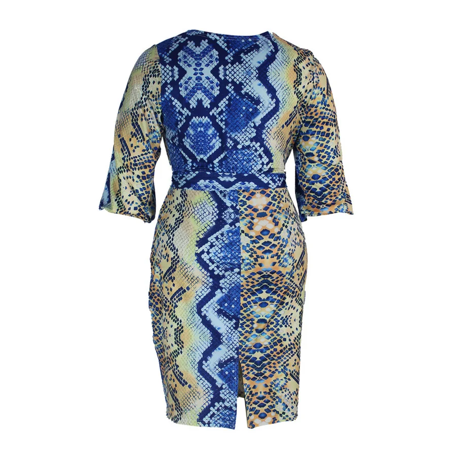 

Plus Size Dresses Woman Sexy Printed Floral Short Sleeve Sundress for Women Summer Elegant Deep V-neck Club Party Vestidos