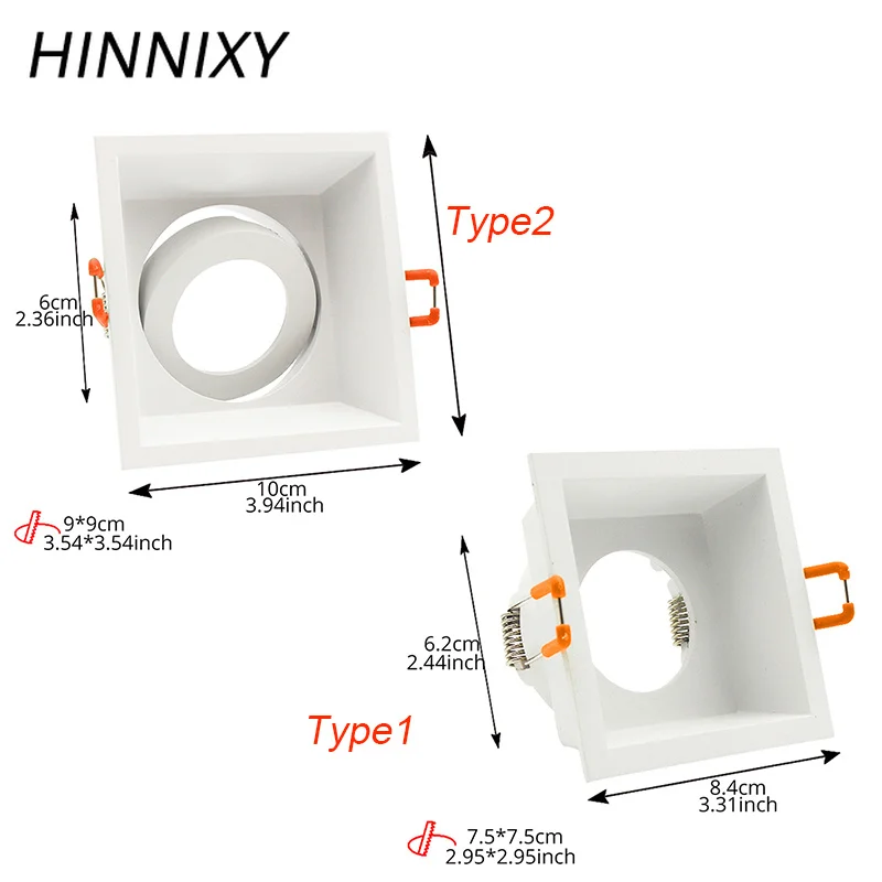 Hinnixy светодиодный, высокое качество, белые утопленные потолочные светильники MR16 GU5.3 GU10 E27 розетки, точечная лампа, монтажная рамка, Сменные лампы