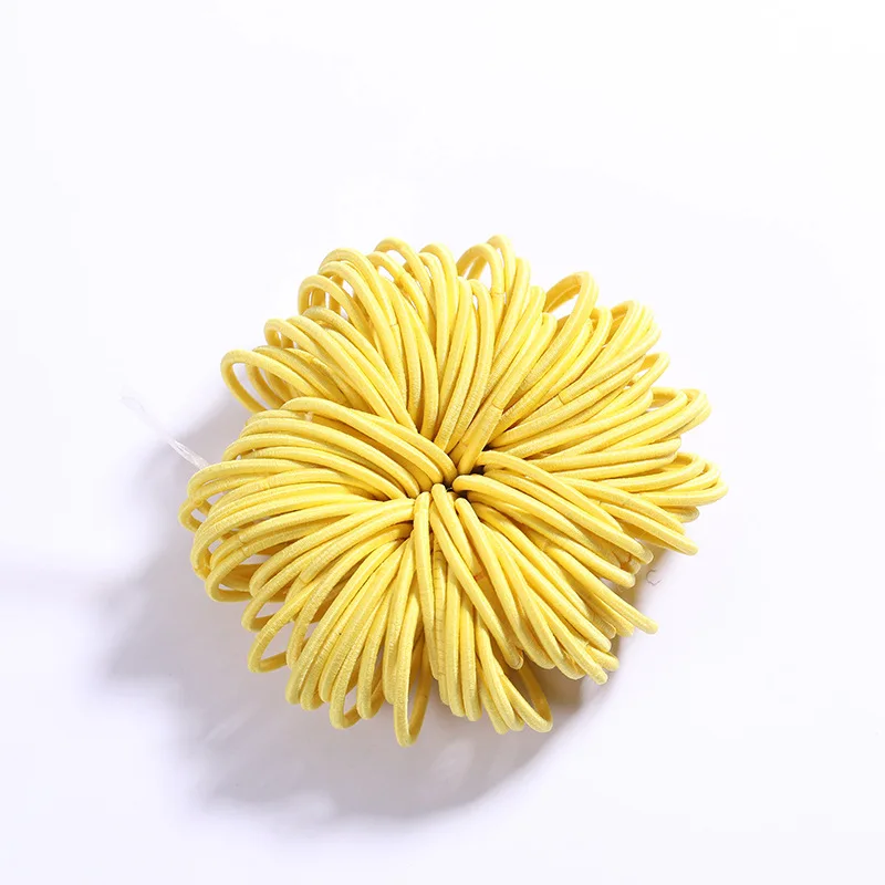 New 100PCS/Lot Girls Candy Colors Nylon 3CM Rubber Bands Children Safe Elastic Hair Bands Ponytail Holder Kids Hair Accessories - Цвет: Цвет: желтый