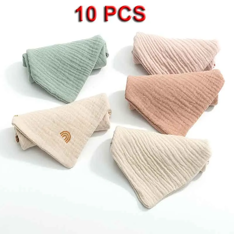 

10 Pcs Towel Baby Facecloth Baby Bath Towel Handkerchief Cotton Burp Cloth Soft Absorbent Gauze Kindergarten Washcloth