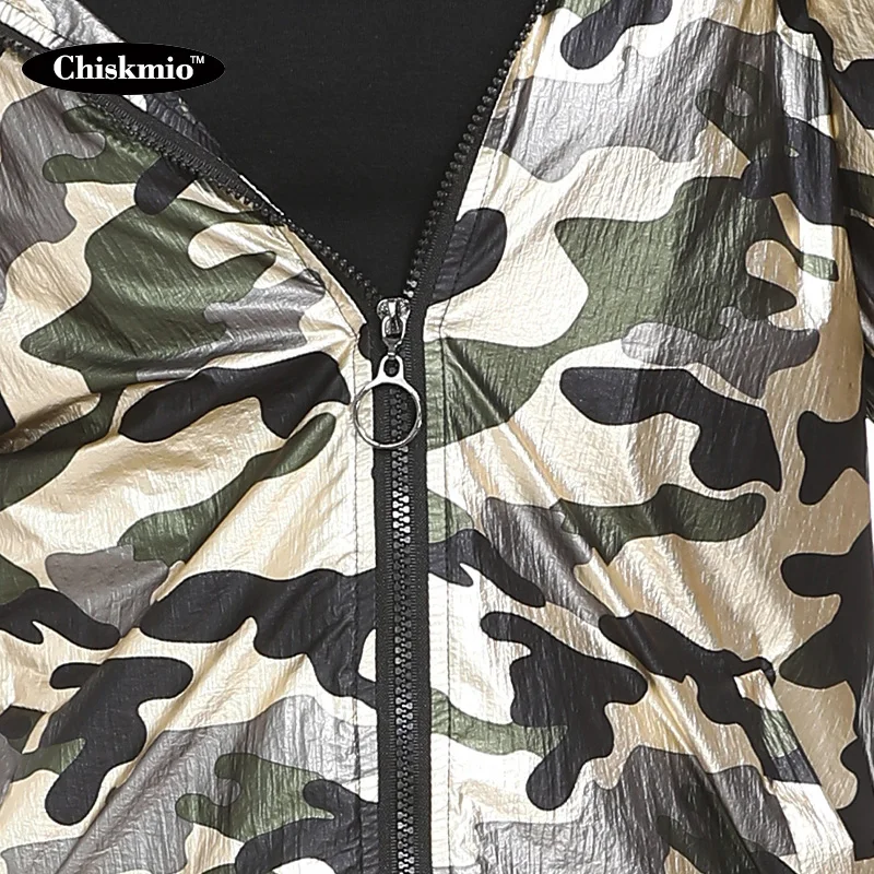 

Chiskmio Camouflage Outerwear Women Long Sweatshirt Zipper Tops Pocket Long Sleeve Hoodie Ladies Zip Sweatshirts Streetwear
