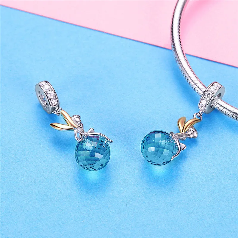 Новый подлинный 925 пробы Серебряный эльф планета голубой циркон подвеска