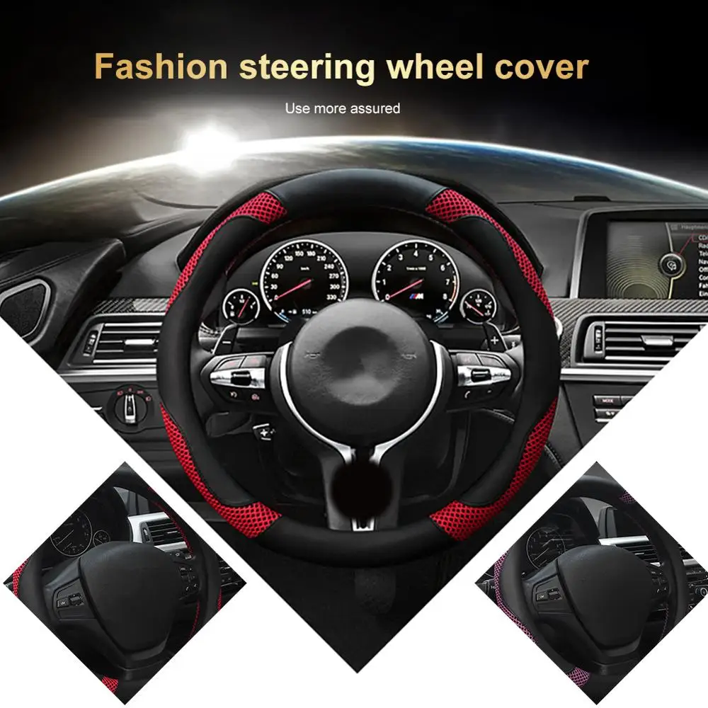 

Steering Wheel Cover Breathable Anti-Slip Car Steering Wheel Cover for Car-Truck-SUV Black and Red 38cm Fast Delivery