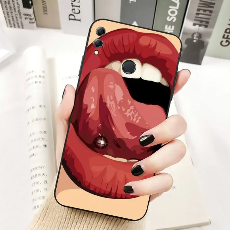 TOPLBPCS сексуальный женский красный губы горячая девушка чехол для телефона Huawei Honor