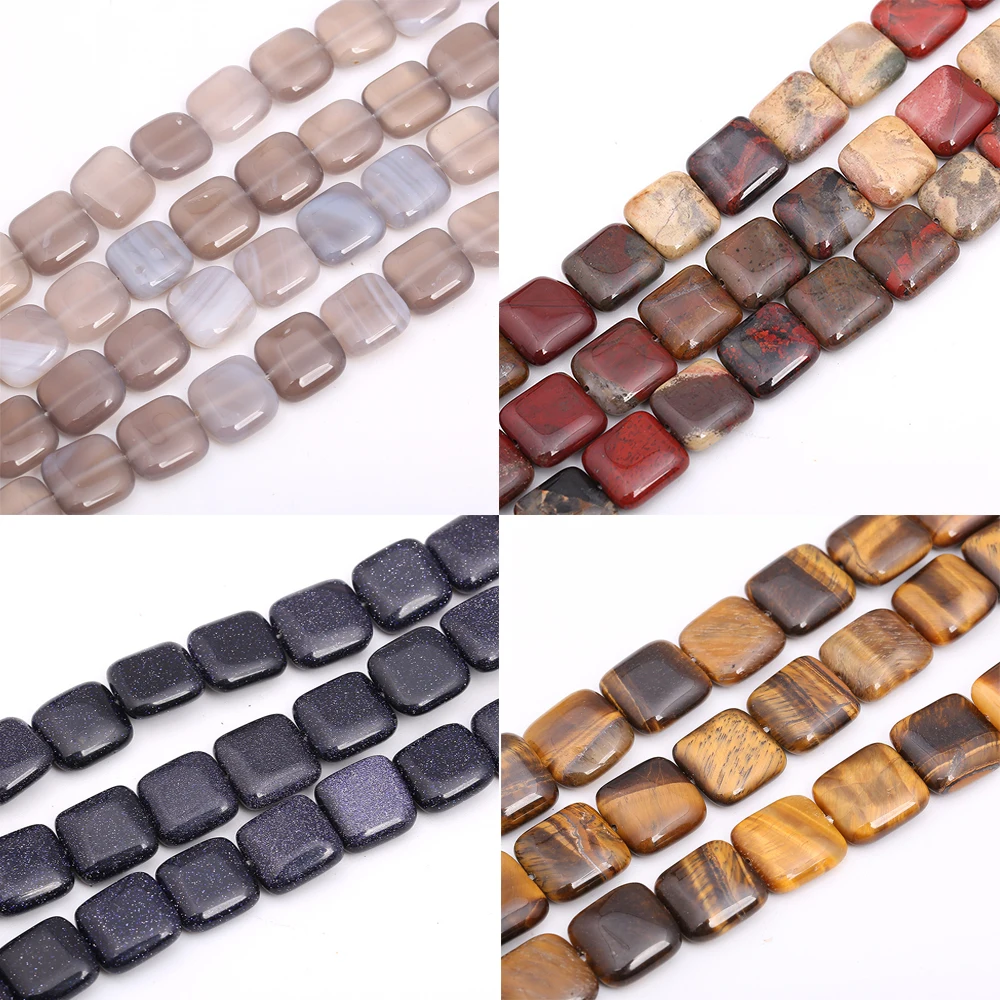 Бусины из натурального камня Агаты опал Квадратные бусины 12*12 мм ручная работа