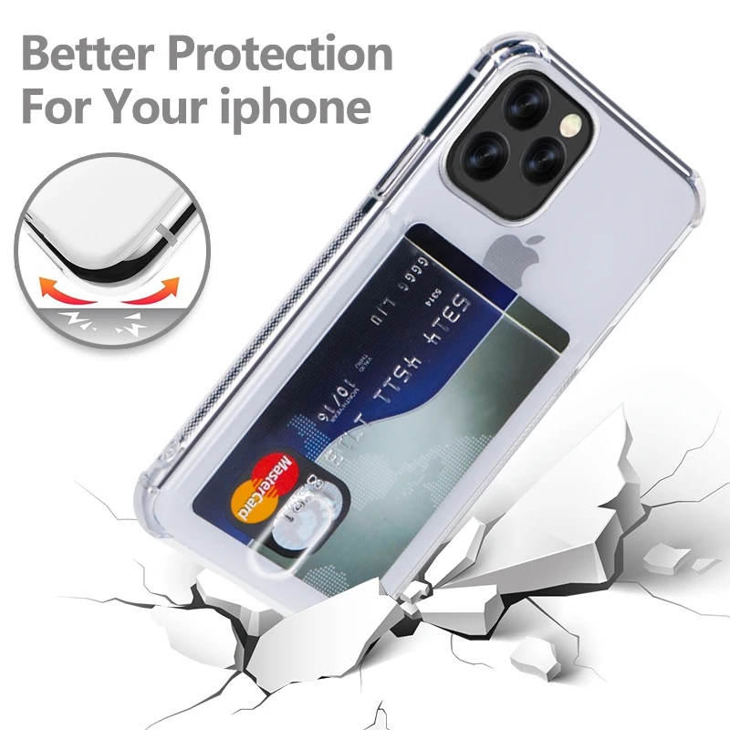 Чехол с тяжелой защитой для iPhone 11 Pro X XR XS Max 6 6S 7 8 Plus, прозрачный чехол с отделением для карт, мягкий чехол для huawei mate 30 Pro P20 P30 Lite