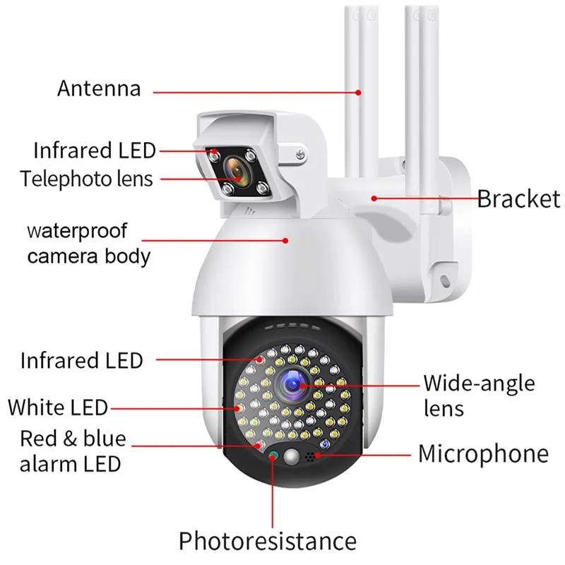 

1080P HD IP Camera WiFi Outdoor Motion/sound Detection Alert CCTV Camera Color IR Light Audio Security Surveillance Camera