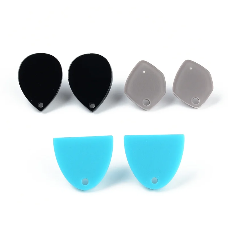 

10PCS 925 Silver Needle Macaron Color Stud Earring Acrylic Irregular Resin Ear Pin DIY Earrings Ornament Material Accessories