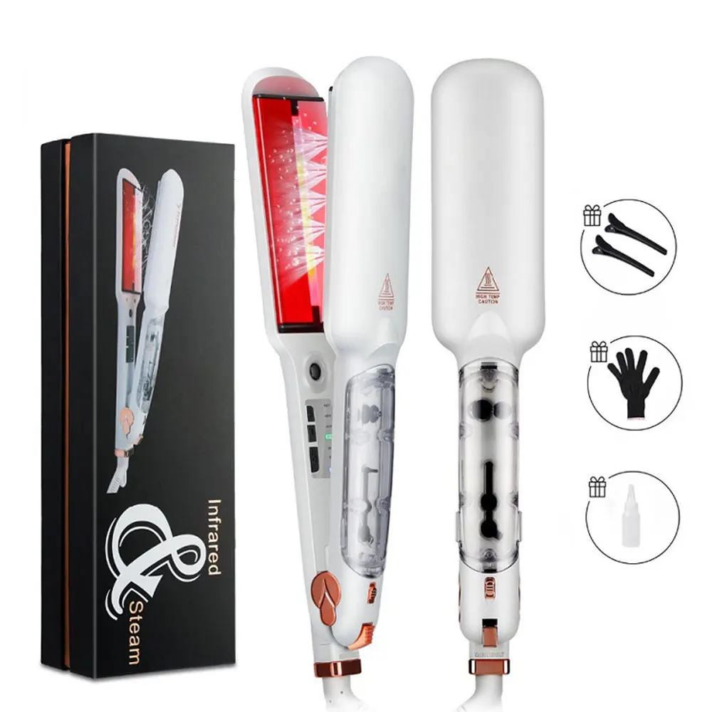 

Инфракрасный паровой утюжок для волос, выпрямитель, широкая пластина, керамическая плойка, салонный распылитель для выпрямления волос