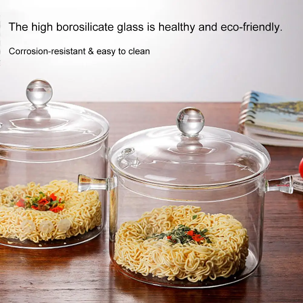 1300ml Glass Soup Pot Transparent Cooker Salad Instant Noodle Bowl Cooking Tool | Дом и сад