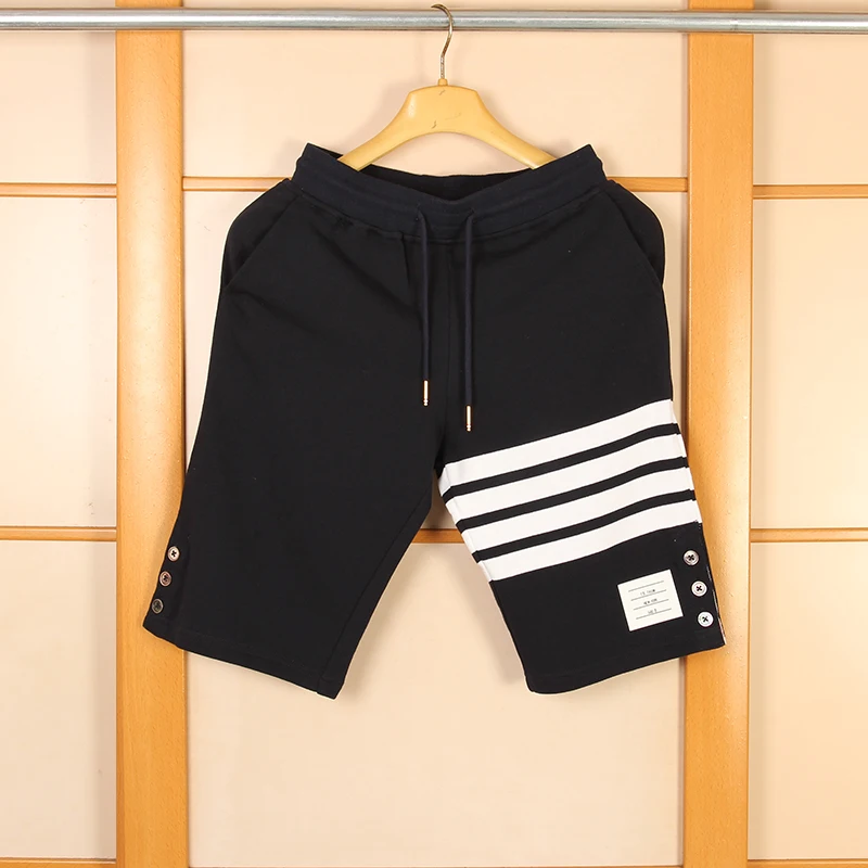 TB 2021 brand men's Casual Shorts Summer Split Cotton Sports Trousers men Striped Panelled Jogger Track Shorts beach pants