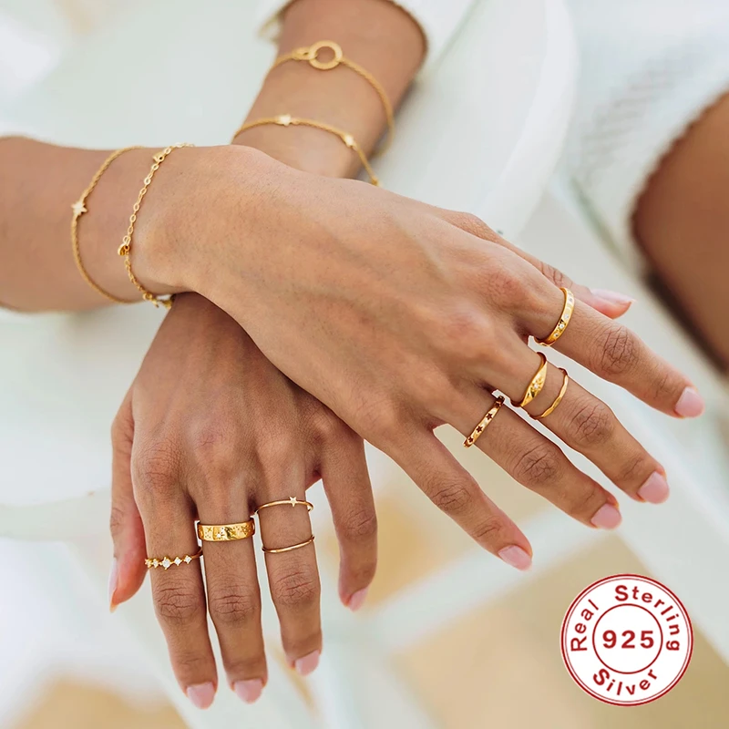 Женские золотые кольца ROXI с полыми звездами модные ювелирные украшения для