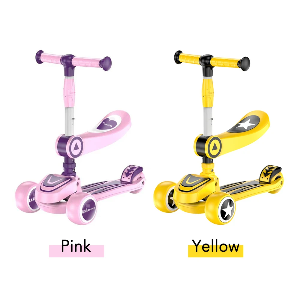 

3 in 1 Kick Sport Scooter Children Scooter Three Wheeled Scooter With Adjustable Height Seat Handlebar For Kids Toddler Age 1-10