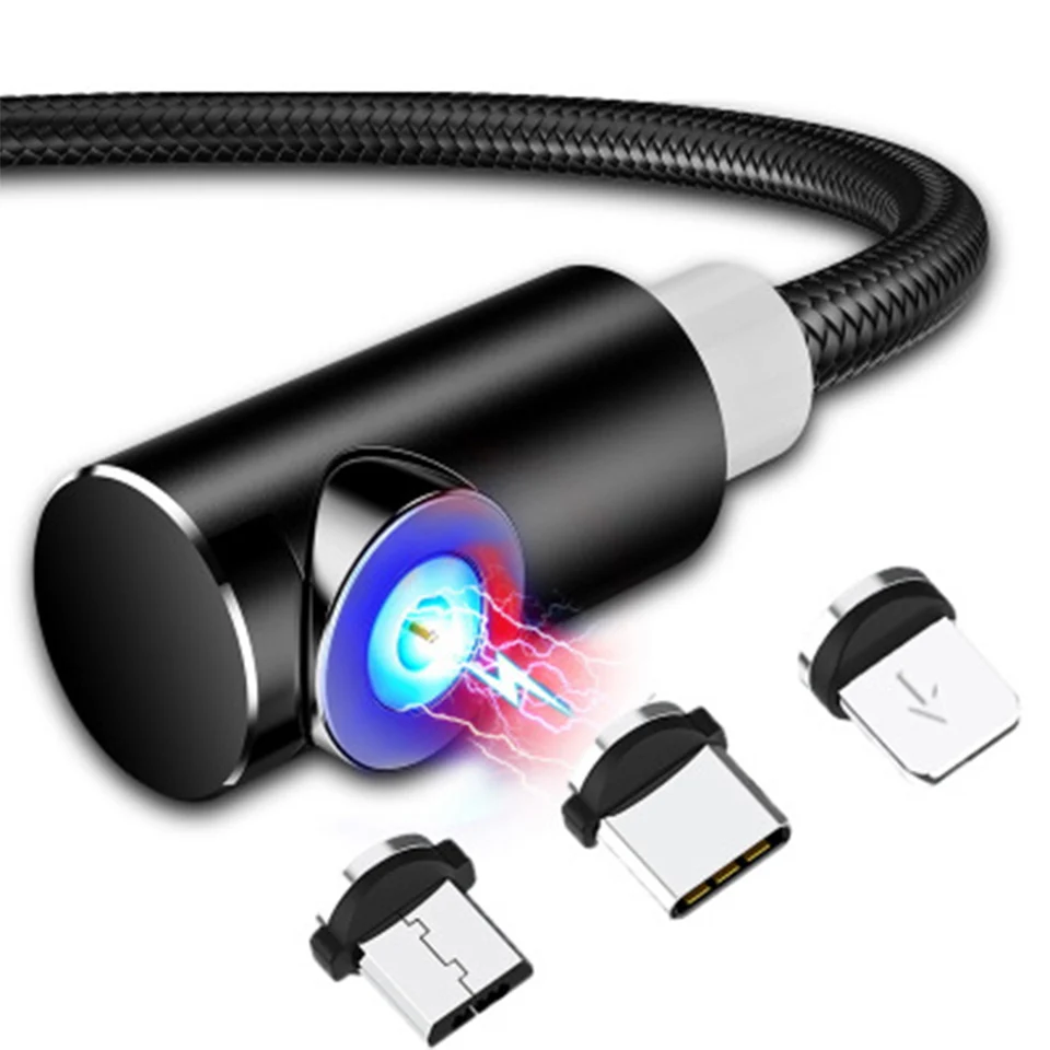 Магнитный кабель Micro Usb для зарядки под углом 90 градусов Type C быстрой IPhone X Xr 8 7 6s Plus