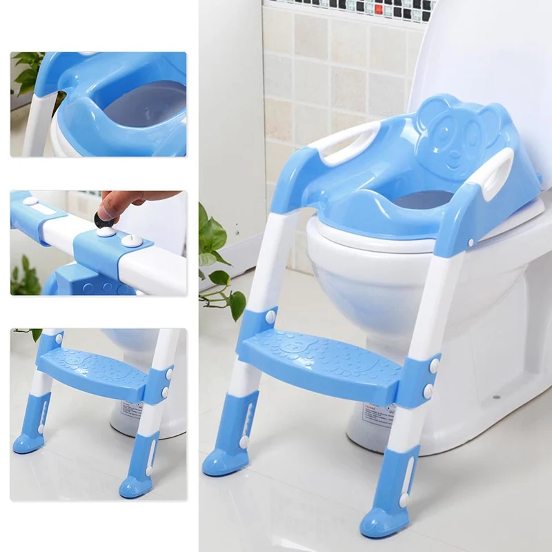 

Folding Toilet Baby Toilet Potty Seat Training Chair with Step Stool Ladder Baby Potty Training Toilet Supplies Portable Potty