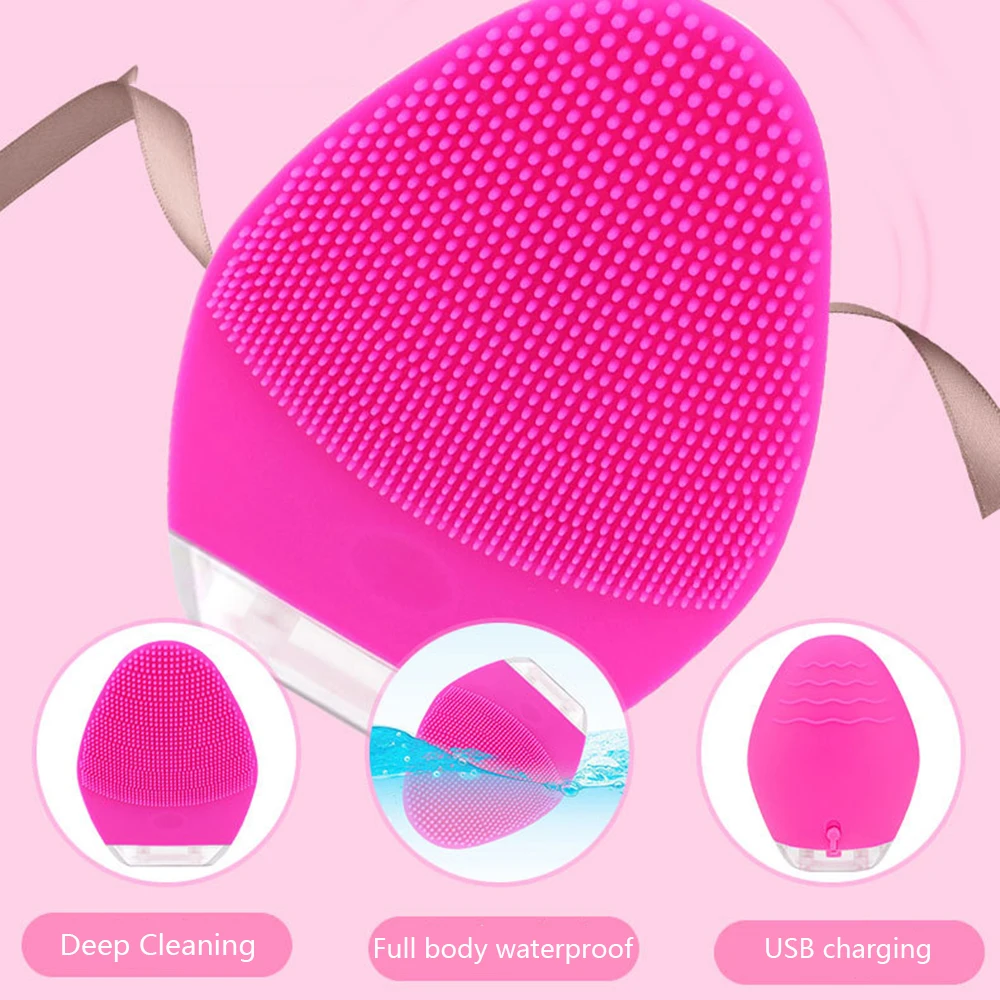 Hot Electric Silicone Facial Washing Cleanser Brush Ultra Sonic Face SPA Massage Deep Cleaning Vibrator Makeup Remove Tool | Красота и