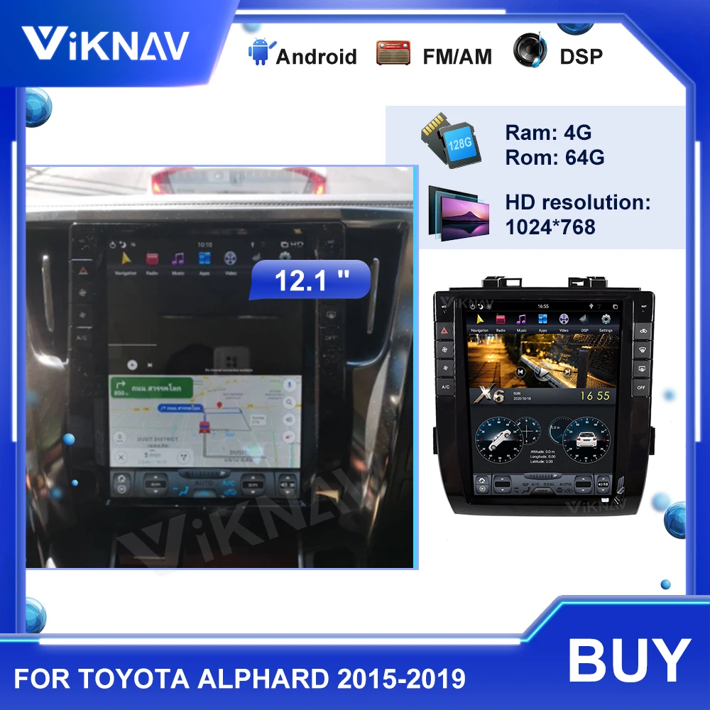 

Автомобильный мультимедийный плеер для Toyota Alphard, мультимедийный проигрыватель на Android с сенсорным экраном 12,1 дюйма и GPS-навигацией для CarPlay ...