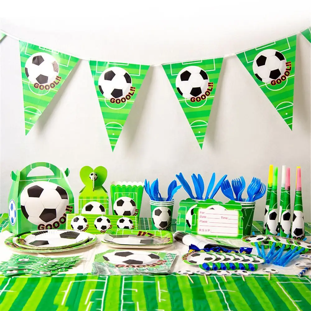 Футбольная тематика столовая посуда одноразовые тарелки салфетки флаг с днем
