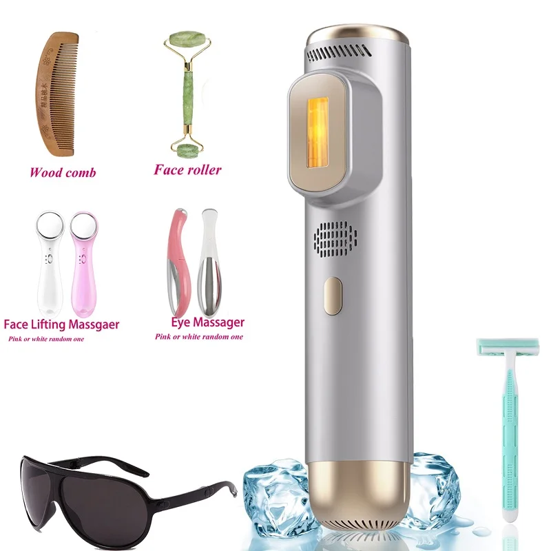 Enlarge Wireless Ipl Laser Hair Removal Machine Professional Ice Cooling Epilator Shaving Pulsed Light Depilatory with Removable Battery