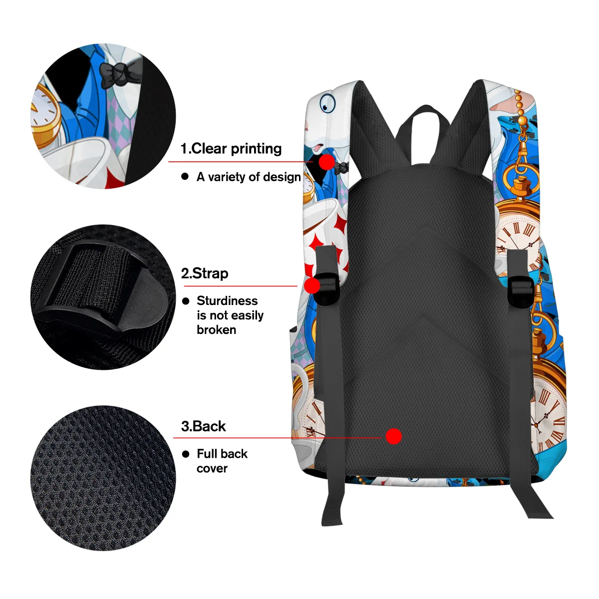 Повседневный школьный рюкзак Alice In Wonderland студенческий для ноутбука сумка книг |