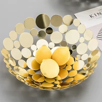 nordic luxury fruit tray metal accessories home livingroom snack basket figurines crafts coffee table bowl ornaments decoration