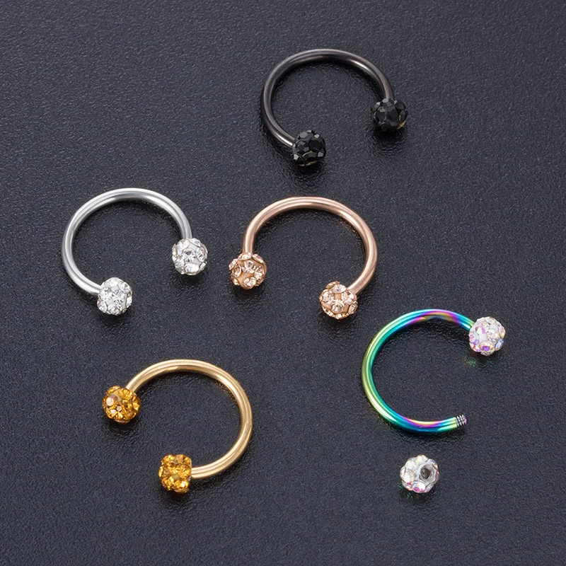 

1PC Bling Ferido Nose Septum Rings Horseshoe Piercing Jewelry 16G Cartilage Helix Tragus Earrings Hoop Lip Piercing Retainer 16G