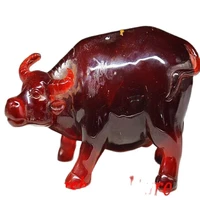 collectible chinese amber handwork carving cattle statue