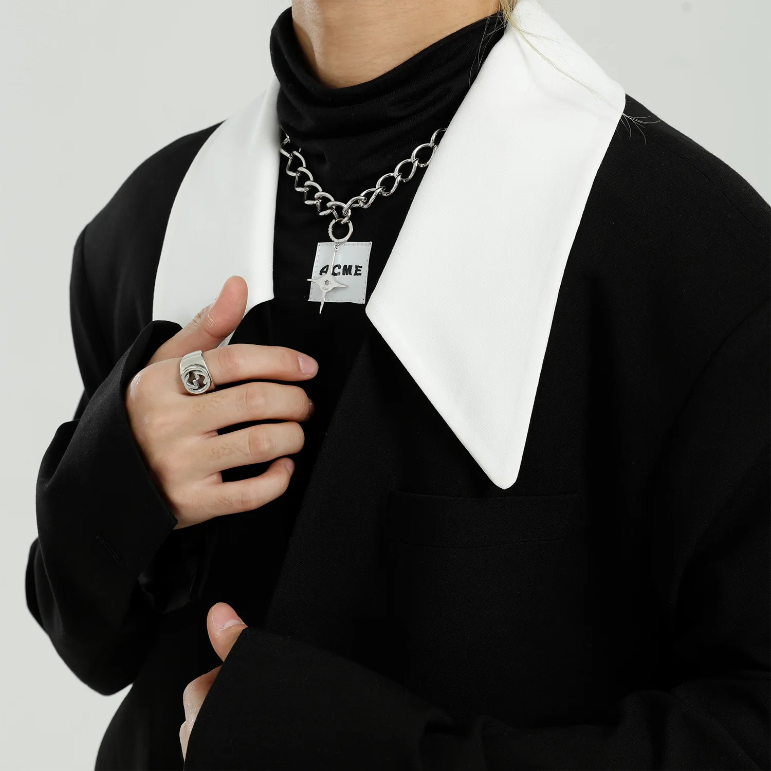 

Men Hem Ribbon Japan Korea Streetwear Loose Casual Vintage Short Style Suit Blazers Jacket Male Suit Coat Stage Clothing