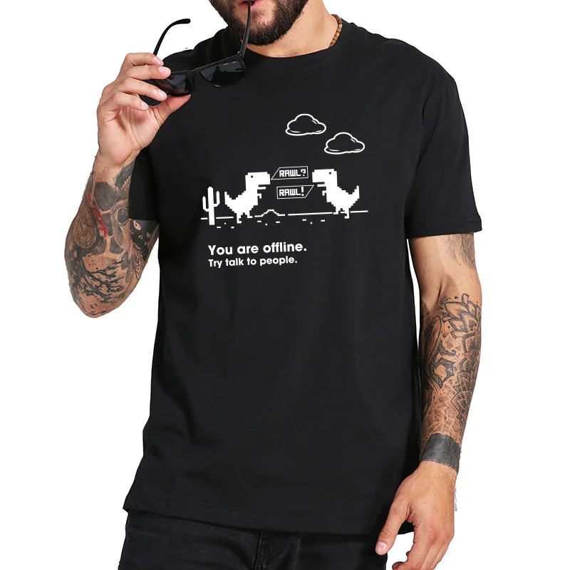 Интернет сломанная Футболка мужская забавный компьютер Оффлайн Camiseta Homme хлопок хипстер футболка программист офис экипажа шеи Футболка